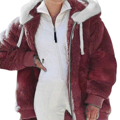 Franziska | Dames winterjas met colorblock-dessin en capuchon