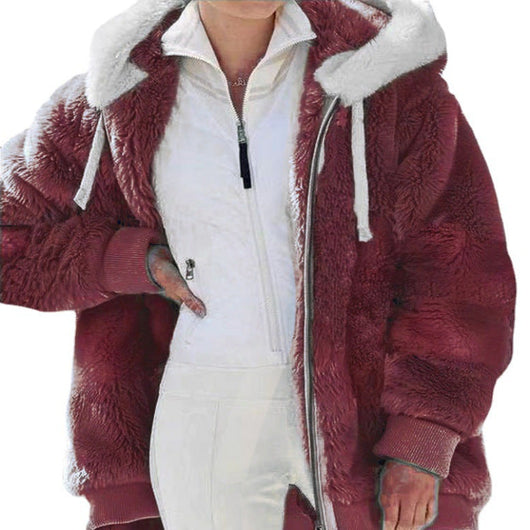 Franziska | Dames winterjas met colorblock-dessin en capuchon