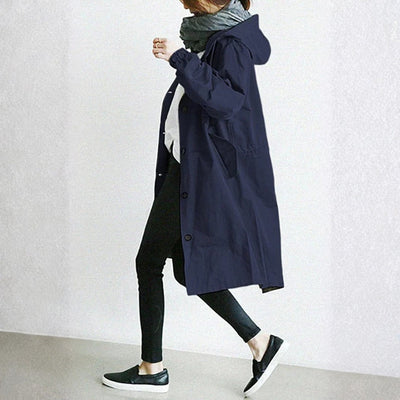 Edith | Lange dames streetcoat met knoopsluiting