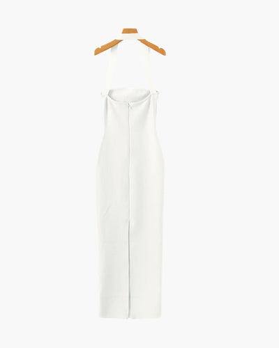 Halterneck maxijurk met smalle pasvorm
