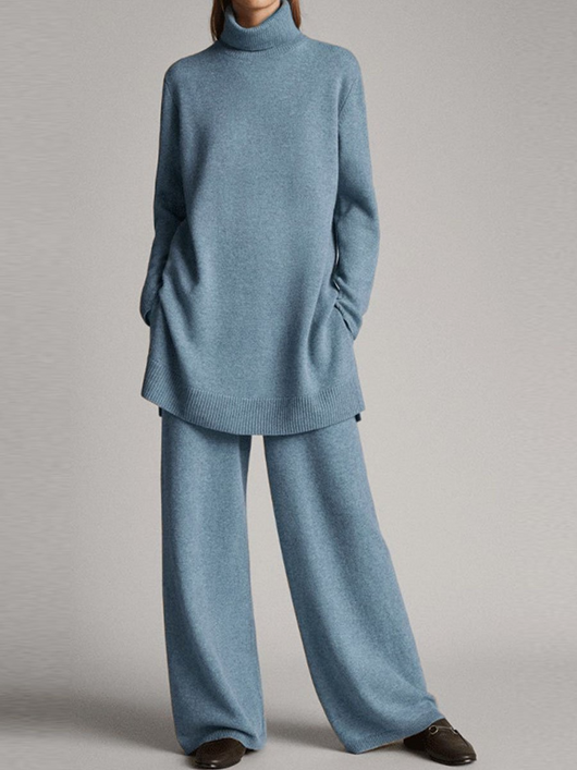 Isabella | Dames set met coltrui en broek met wijde pijp