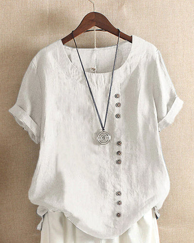 Doris | Casual damesblouse met knoopdetail en korte mouwen