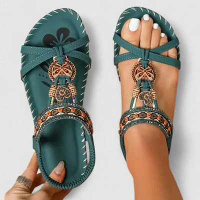Viola | Platte dames sandalen met bandjes en open neus