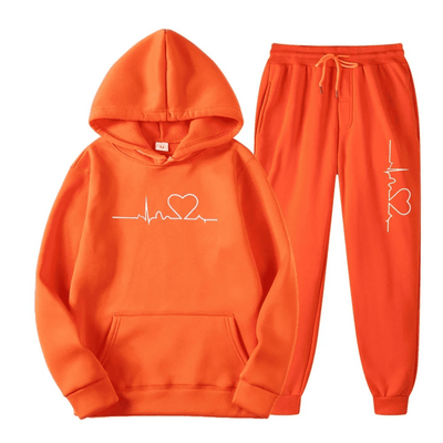 Edith | Dames set met hoodie en joggingbroek met hartslagmotief