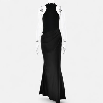Kerstin | Dames maxijurk met cut-out en halterhals