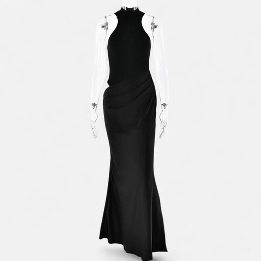 Kerstin | Dames maxijurk met cut-out en halterhals