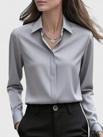 Anja | Elegante dames satijnblouse met knoopsluiting