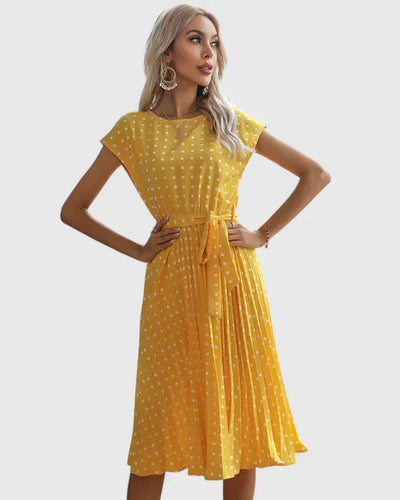 Veronika | Dames midijurk met korte mouwen en plooirok