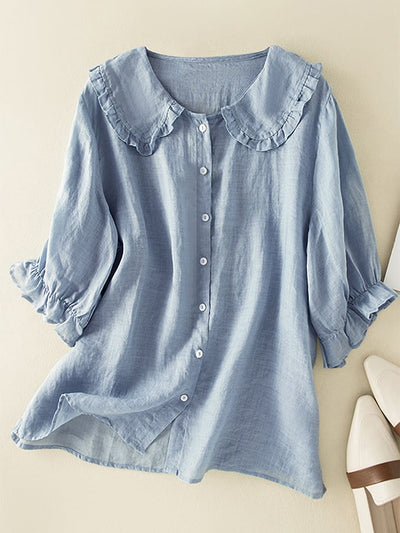 Natalie | Losvallende dames blouse met ruchekraag