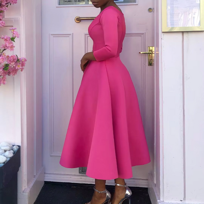 Felicia | Sobere dames midijurk met ronde hals