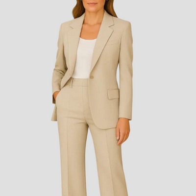 Laura | Getailleerd dames pak met lange blazer en broek