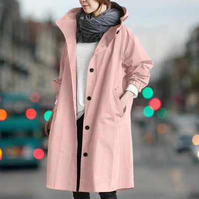 Edith | Lange dames streetcoat met knoopsluiting