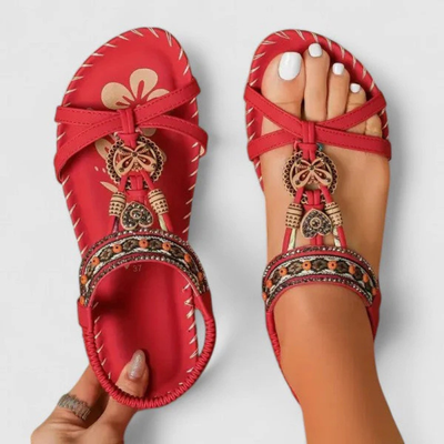 Viola | Platte dames sandalen met bandjes en open neus
