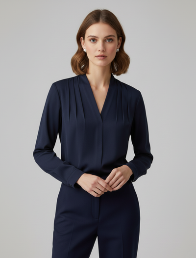 Elke | Getailleerde damesblouse met pofmouwen