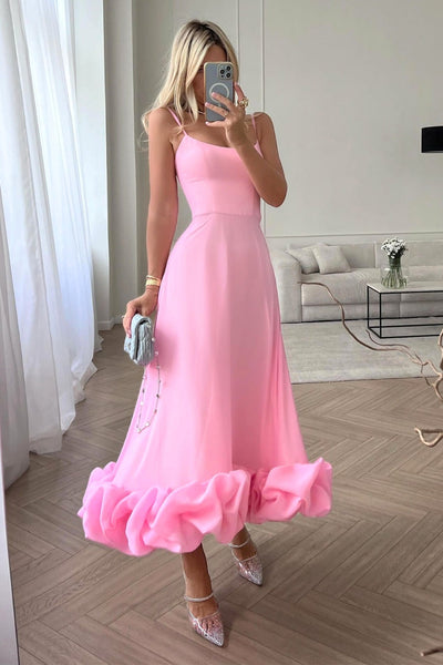 Jasmin | Elegante dames jurk met ruchezoom voor bruiloftsgasten