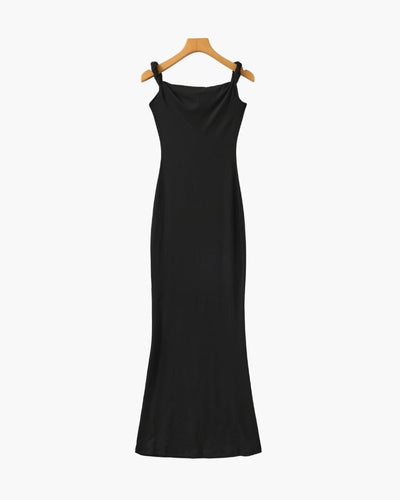 Figuurvolgende one-shoulder maxijurk