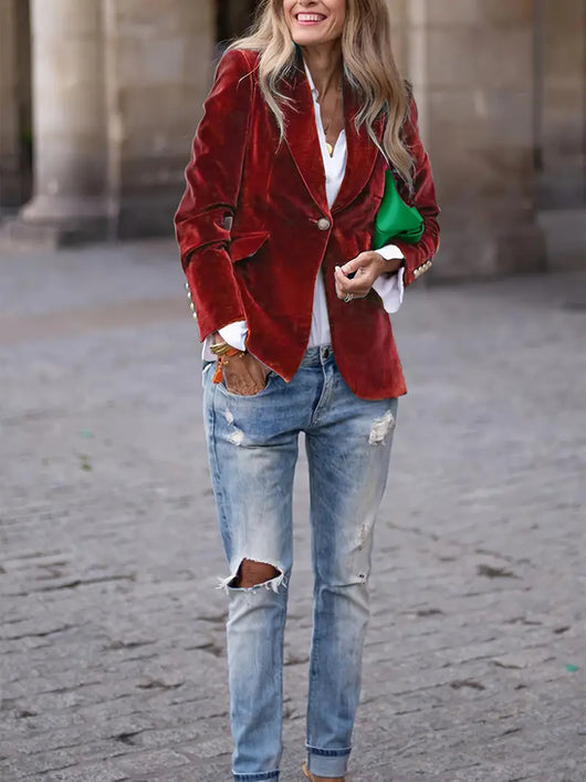 Sabina | Klassieke dames blazer met enkele knoop