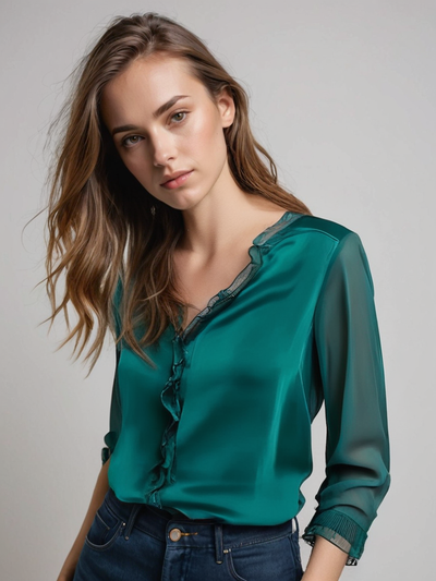 Felicia | Elegante damesblouse met ruches en lange mouwen