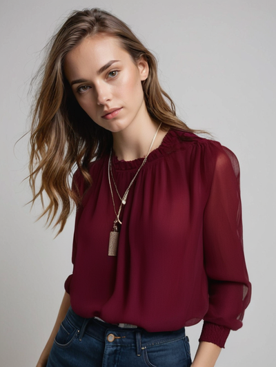 Felicia | Elegante damesblouse met ruches en lange mouwen