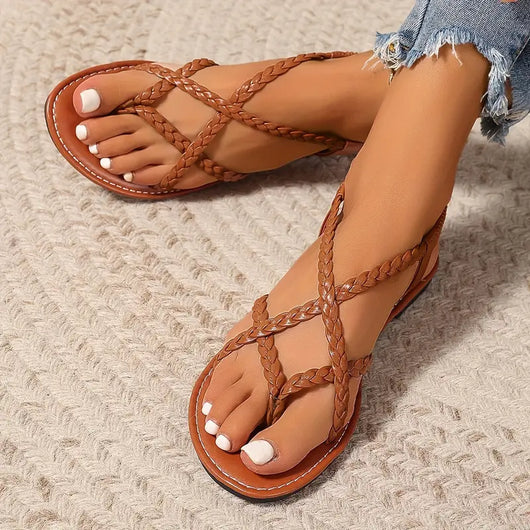 Julia | Gevlochten platte dames sandalen voor het voorjaar