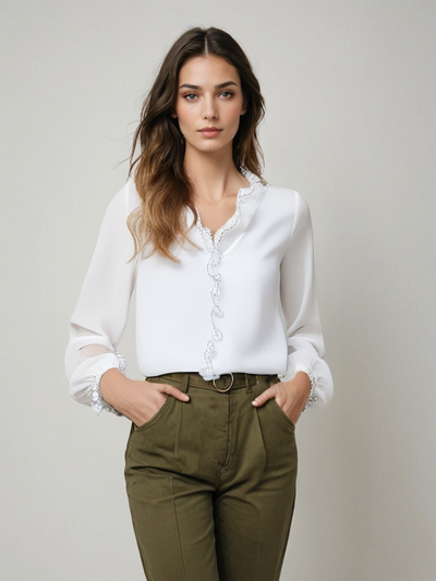 Felicia | Elegante damesblouse met ruches en lange mouwen