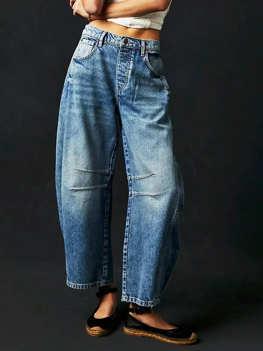Gabriela | Bedrukte dames jeans met wijde pijp