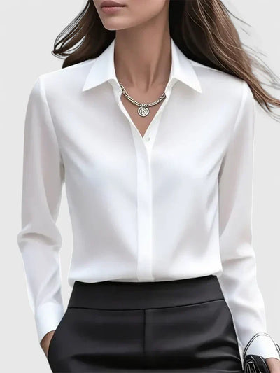 Anja | Elegante dames satijnblouse met knoopsluiting