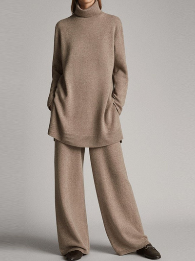 Isabella | Dames set met coltrui en broek met wijde pijp