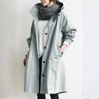 Edith | Lange dames streetcoat met knoopsluiting