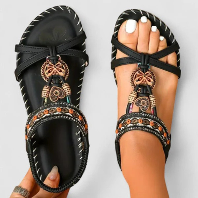 Viola | Platte dames sandalen met bandjes en open neus
