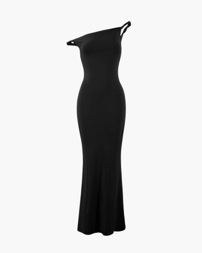 Figuurvolgende one-shoulder maxijurk