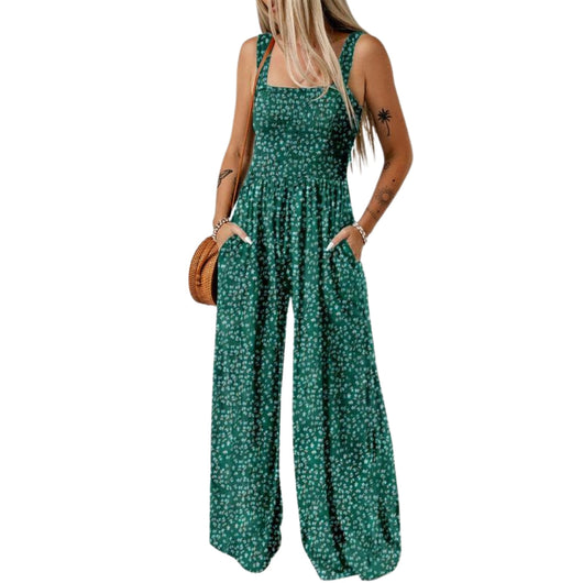 Ursula | Elegante dames jumpsuit met bloemenprint en wijde pijp
