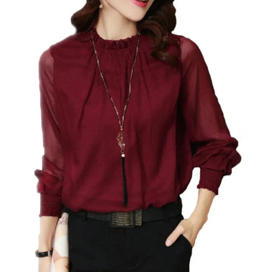 Felicia | Elegante damesblouse met ruches en lange mouwen