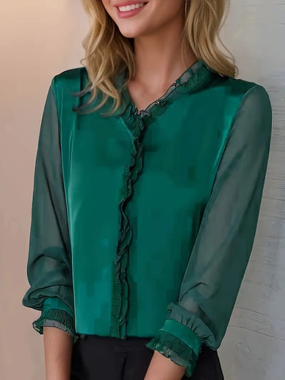 Felicia | Elegante damesblouse met ruches en lange mouwen