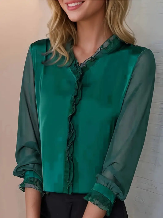 Felicia | Elegante damesblouse met ruches en lange mouwen