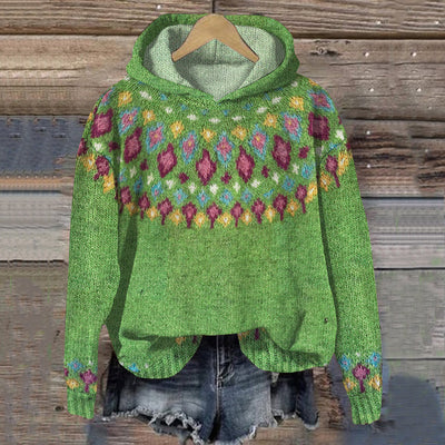 Carolin | Dames gebreide winterhoodie met dessin