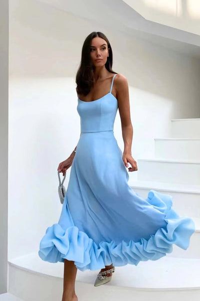 Jasmin | Elegante dames jurk met ruchezoom voor bruiloftsgasten
