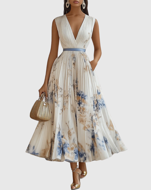 Rowella | Elegante geplisseerde maxijurk