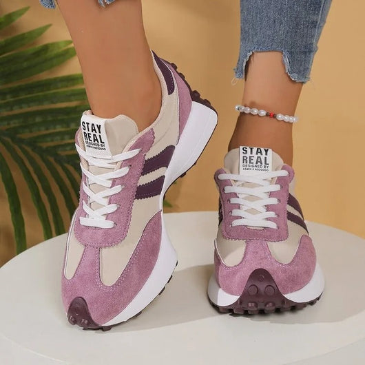 Annika | Dames retro chunky plateau sneakers met veters
