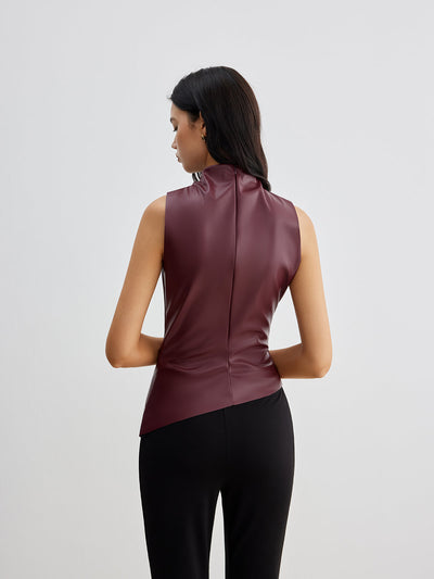Franziska | Chique mouwloze dames zomertop met hoge kraag