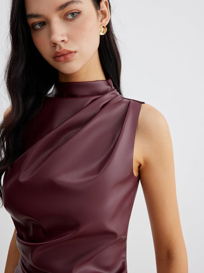 Franziska | Chique mouwloze dames zomertop met hoge kraag