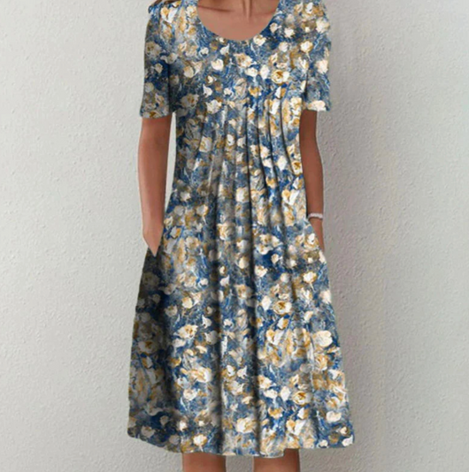 Tamara | Losvallende dames midijurk met bloemenprint