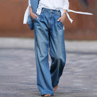 Alina | Dames jeans met hoge taille en wijde pijp