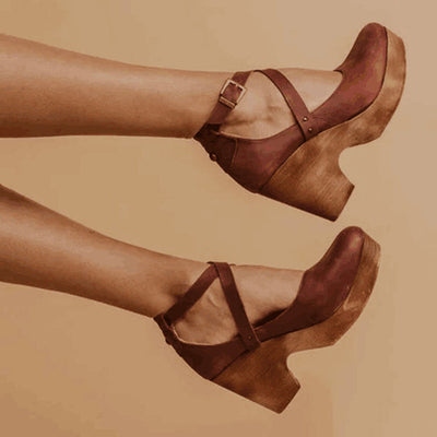 Jacqueline | Dames plateauschoenen met gespbandjes