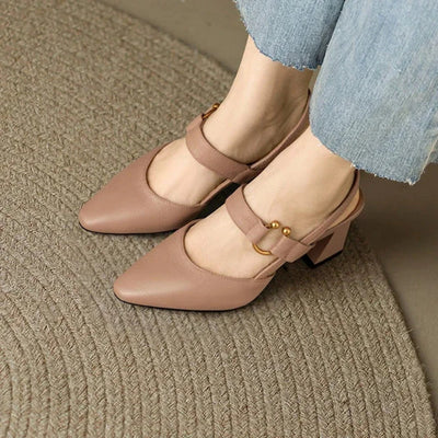 Hanna | Dames mary jane pumps met blokhak en hielbandje