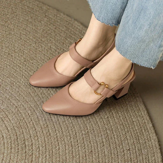Hanna | Dames mary jane pumps met blokhak en hielbandje