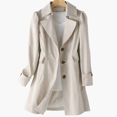 Gabriela | Klassieke lange dames trenchcoat met knopen