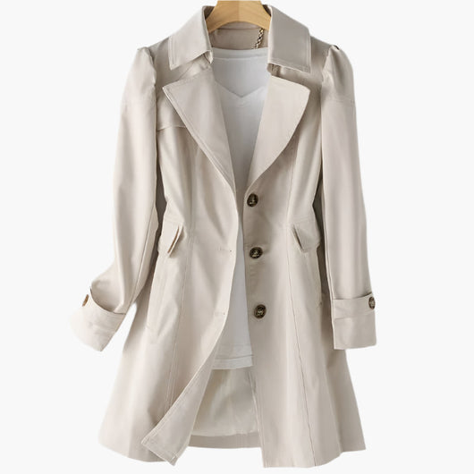 Gabriela | Klassieke lange dames trenchcoat met knopen