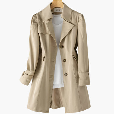 Gabriela | Klassieke lange dames trenchcoat met knopen