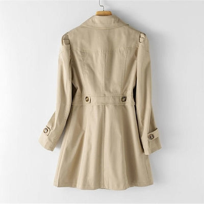 Gabriela | Klassieke lange dames trenchcoat met knopen